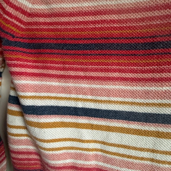 LL Bean Womens Medium Striped Cotton Raglan Sweater Red Pink Mustard 507326 - Picture 4 of 8